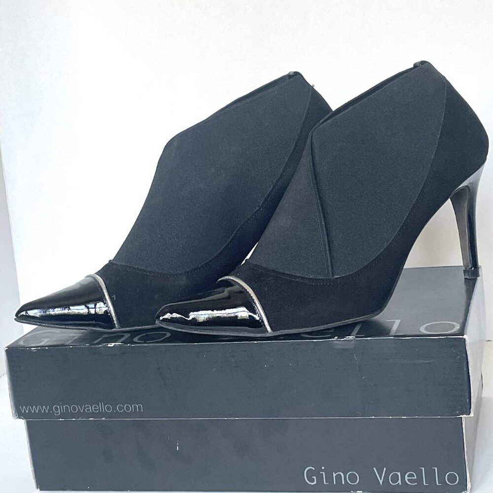 Gino Vaello Black Suede Pointed Toe Ankle Booties Womens 8.5